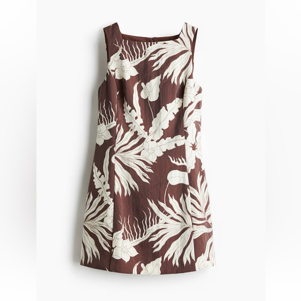 H&M Brown and White Floral Sleeveless Dress
